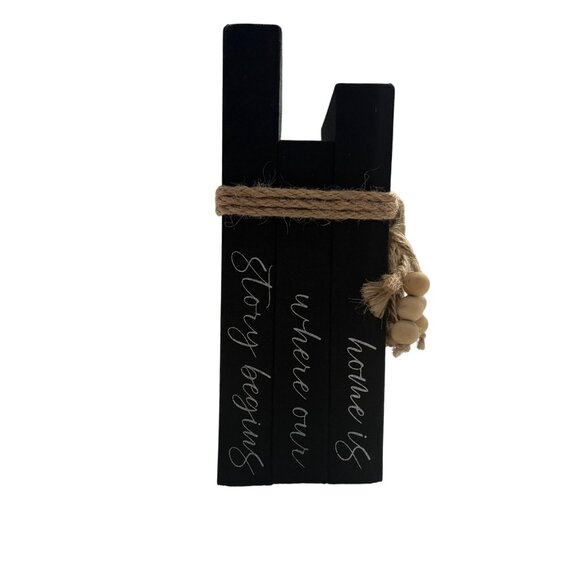 Decorative Wooden Block Stack With Rope & Beads By Wendy Bellissimo - Picture 2 of 6